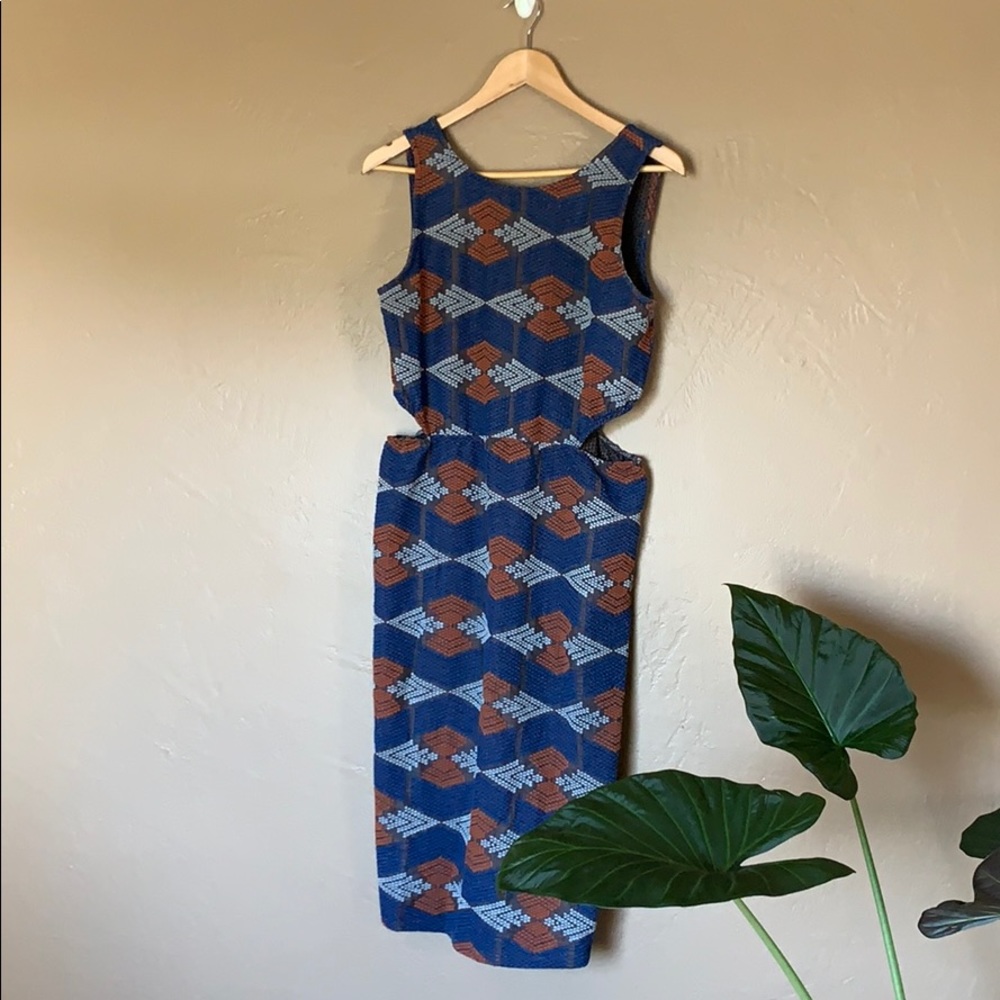 Mango patterned midi dress with side cut outs